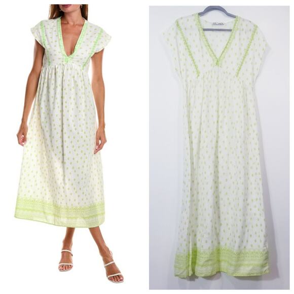 Zara Dresses & Skirts - Zara Embroidered Maxi Dress V-Neckline